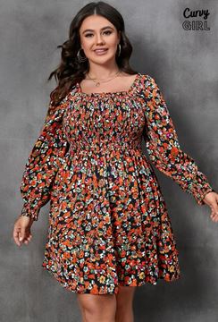 Immagine di CURVY GIRL SMOCKED FLORAL DRESS